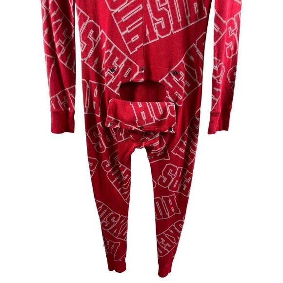 PINK Victoria's Secret Nebraska Corn Huskers Thermal One Piece Pajama Small Red - Picture 6 of 10